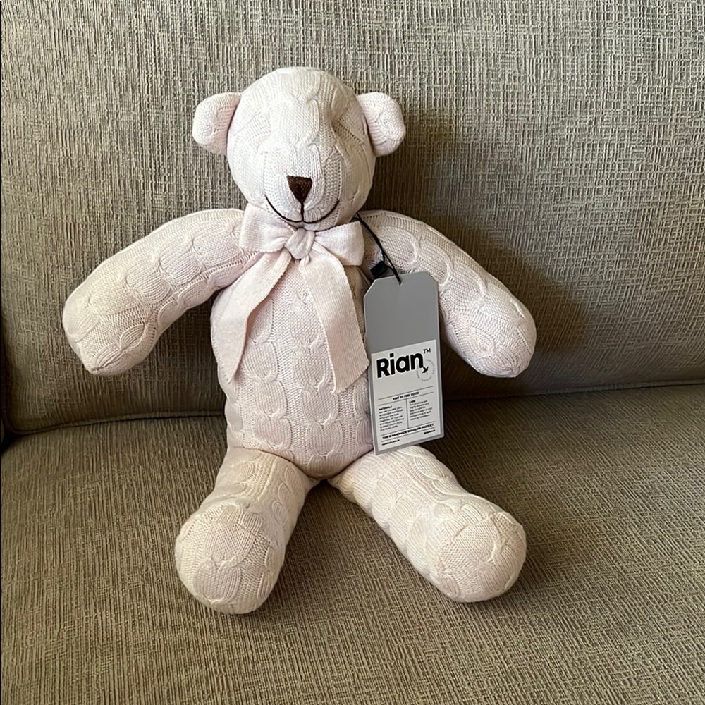 Rian Soft Pink Cable knit Cotton/Nylon Stuffed Animal Teddy Bear